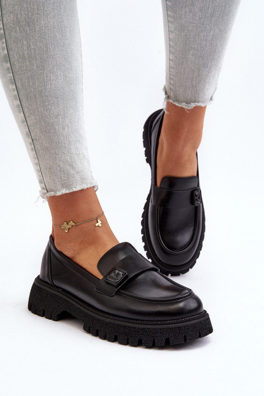 dámske mokasíny na ramienka čiernej farby Flanila