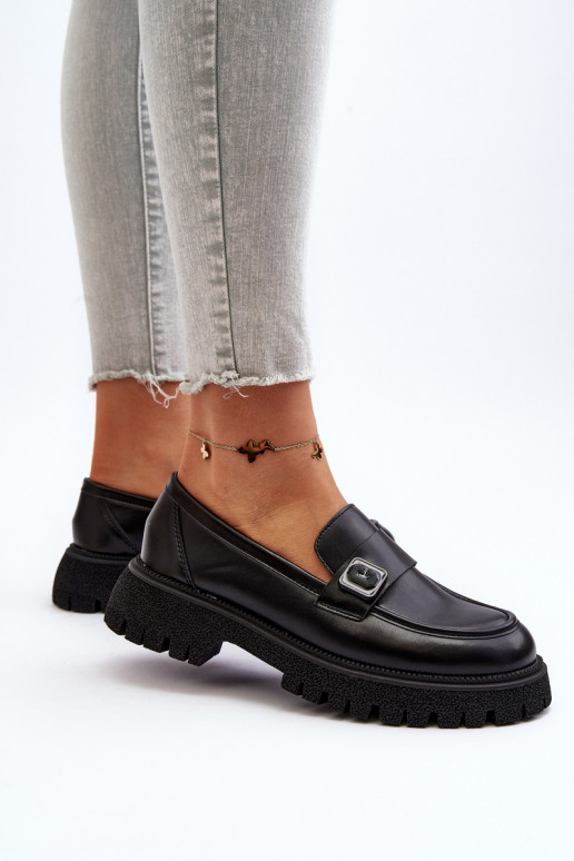 dámske mokasíny na ramienka čiernej farby Flanila