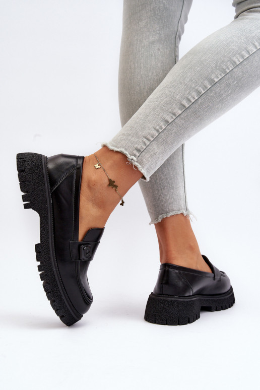 dámske mokasíny na ramienka čiernej farby Flanila