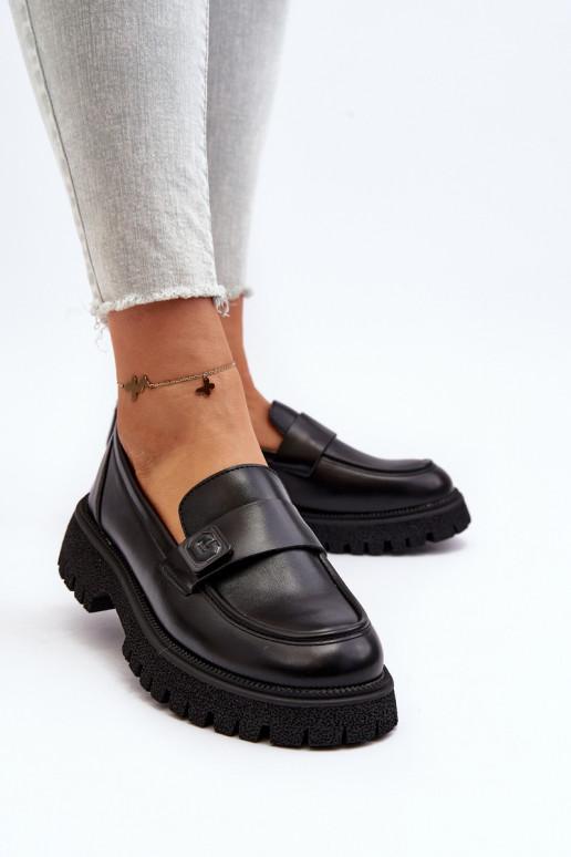 dámske mokasíny na ramienka čiernej farby Flanila