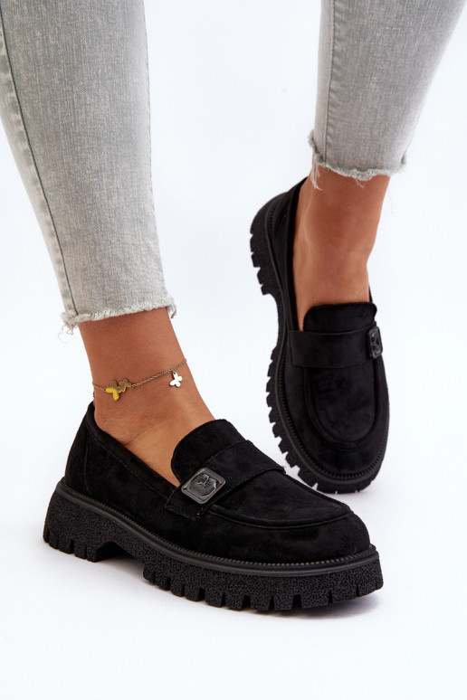 dámske mokasíny na ramienka čiernej farby Flanila