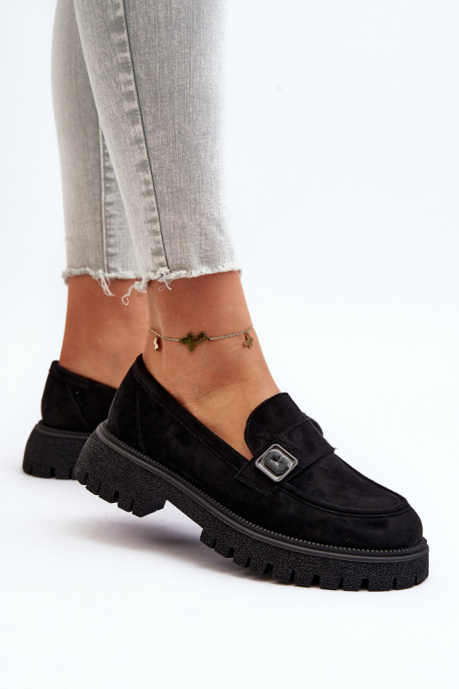 dámske mokasíny na ramienka čiernej farby Flanila