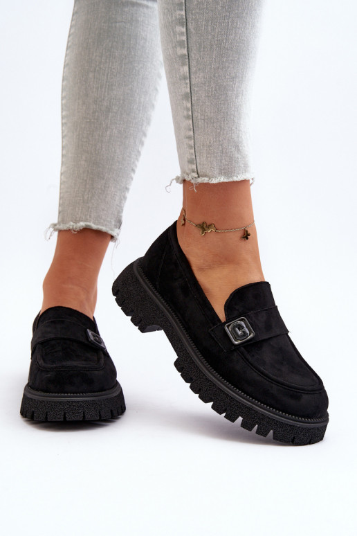 dámske mokasíny na ramienka čiernej farby Flanila