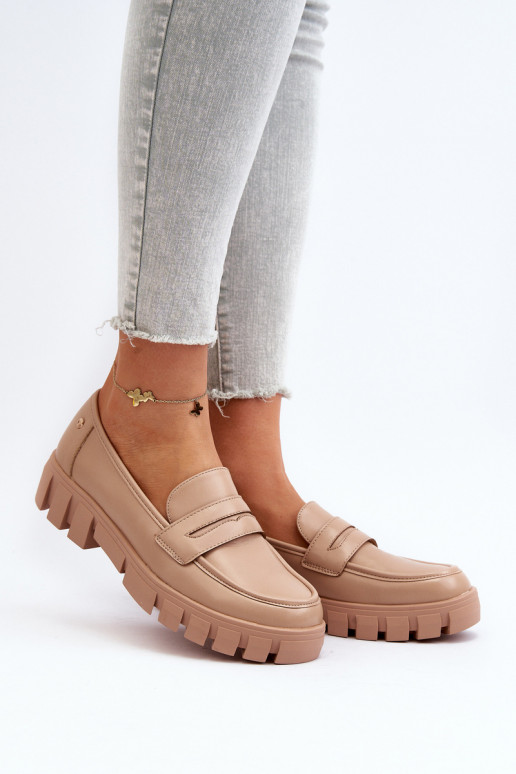 Mokasíny vyrobené z ekokože béžovej Seravisa