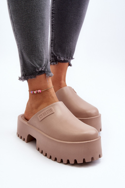 Papuče s módnou masívnou podrážkou Big Star NN274016 béžová