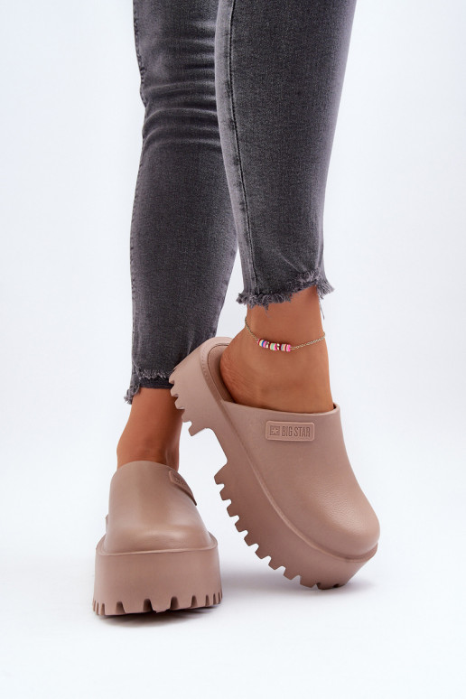 Papuče s módnou masívnou podrážkou Big Star NN274016 béžová