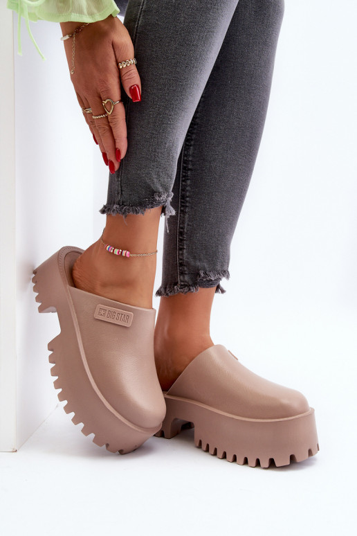 Papuče s módnou masívnou podrážkou Big Star NN274016 béžová