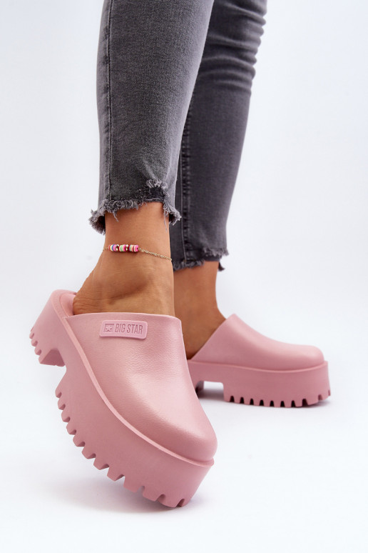 Papuče s módnou masívnou podrážkou Big Star NN274020 ružovej farby