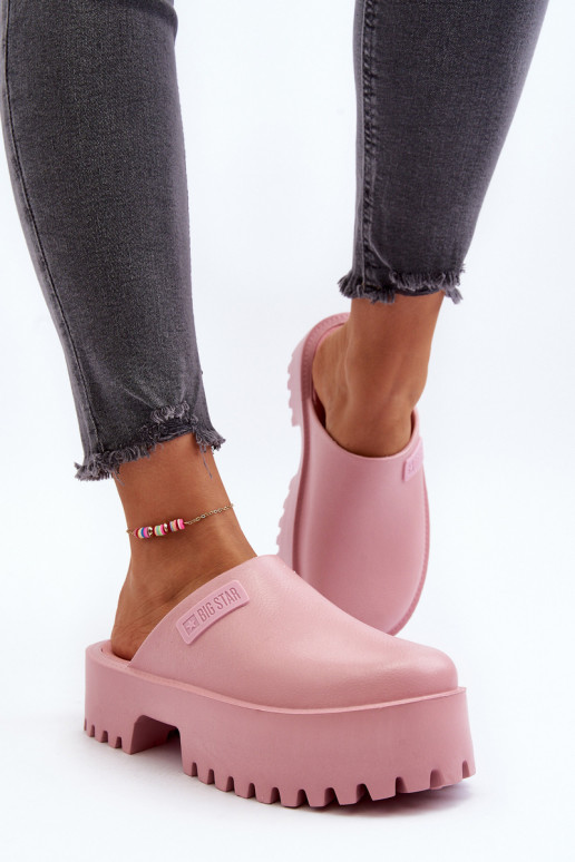 Papuče s módnou masívnou podrážkou Big Star NN274020 ružovej farby
