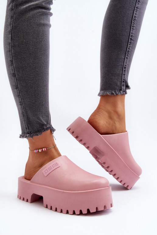 Papuče s módnou masívnou podrážkou Big Star NN274020 ružovej farby