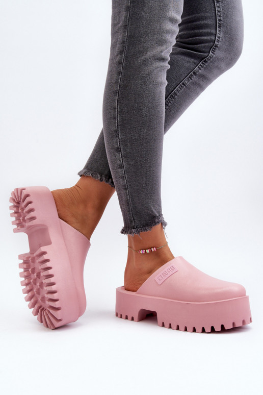 Papuče s módnou masívnou podrážkou Big Star NN274020 ružovej farby