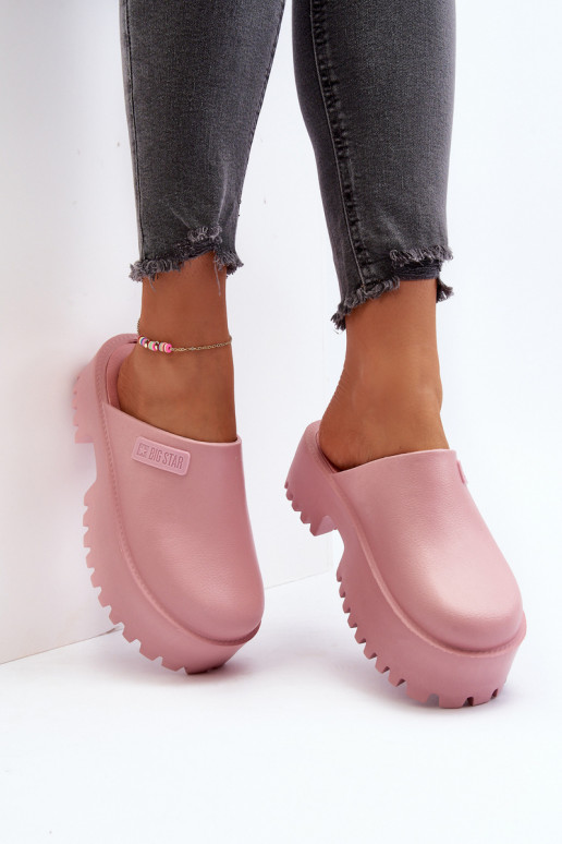 Papuče s módnou masívnou podrážkou Big Star NN274020 ružovej farby