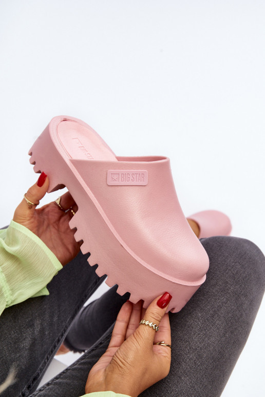 Papuče s módnou masívnou podrážkou Big Star NN274020 ružovej farby