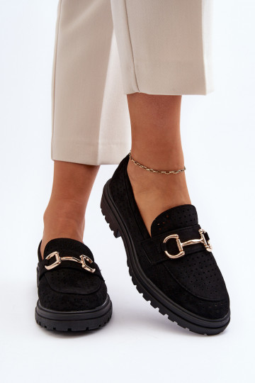 dámske prelamované mokasíny s ornamentami v čiernej farbe Talesse 2