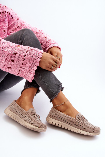 Dámske mokasíny so stuhami v béžovej farbe Reece 2