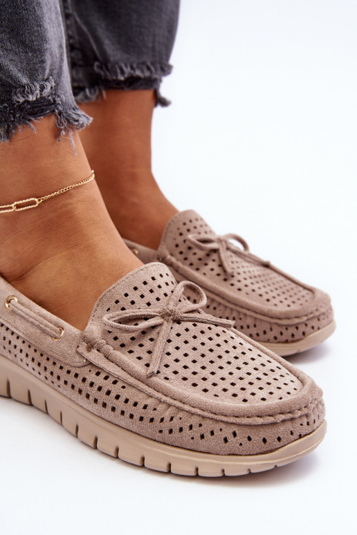 Dámske mokasíny so stuhami v béžovej farbe Reece Dámske mokasíny so stuhami v béžovej farbe Reece