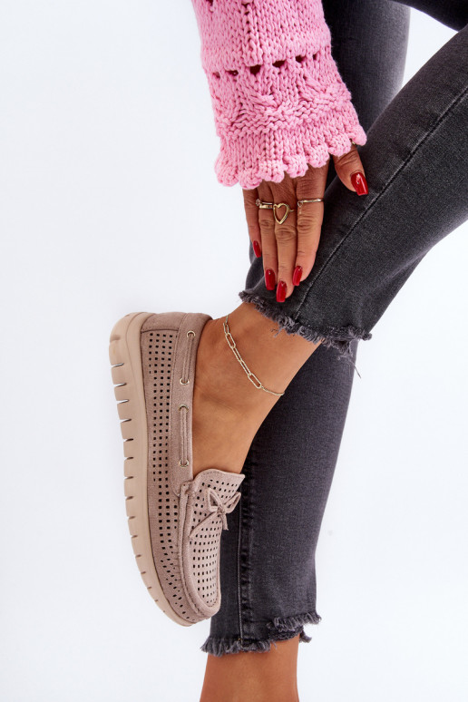 Dámske mokasíny so stuhami v béžovej farbe Reece Dámske mokasíny so stuhami v béžovej farbe Reece