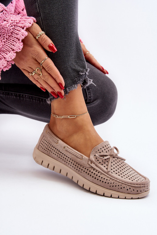 Dámske mokasíny so stuhami v béžovej farbe Reece Dámske mokasíny so stuhami v béžovej farbe Reece