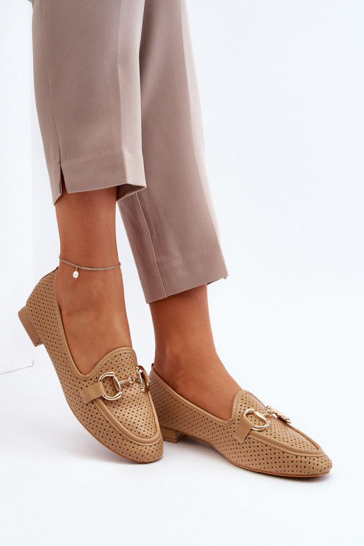 dámske mokasíny na širokých podpätkoch s ornamentami v hnedej farbe Iluvana