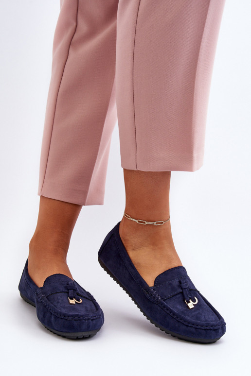 vyrobené zo semišu Klasický model Mokasíny tmavomodrej farby Ontala vyrobené zo semišu Klasický model Mokasíny tmavomodrej farby Ontala