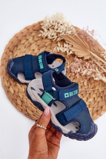 sandále pre chlapcov so zapínaním Big Star NN374236 tmavomodré 2