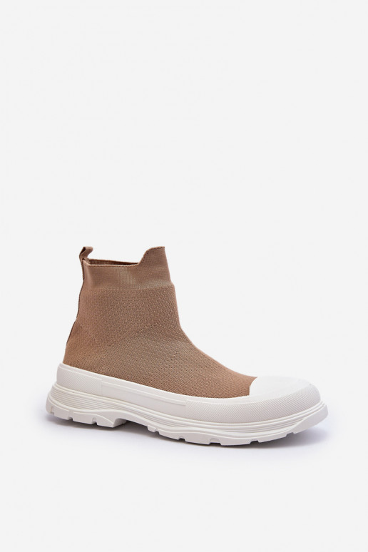 Dámske hnedé členkové čižmy Ilanae so stielkou ponožkového typu