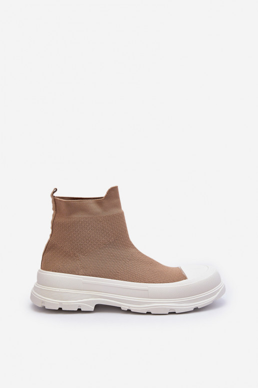 Dámske hnedé členkové čižmy Ilanae so stielkou ponožkového typu