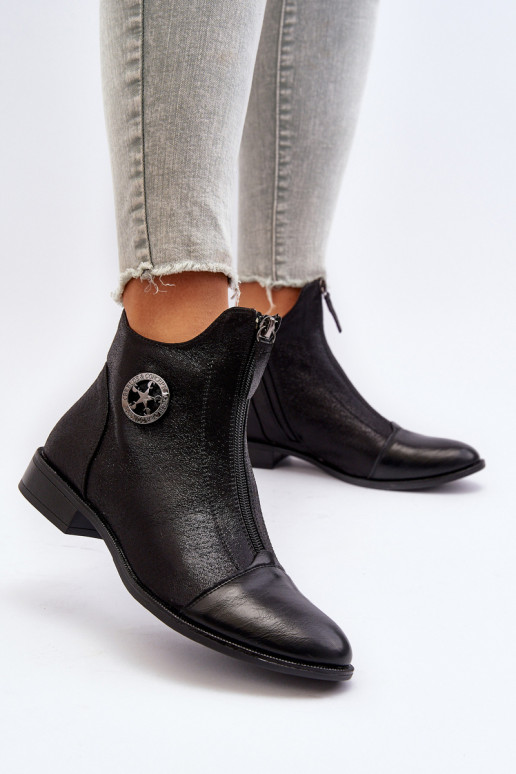 Čižmy na širokých podpätkoch so zipsom v čiernej farbe Loratie Čižmy na širokých podpätkoch so zipsom v čiernej farbe Loratie