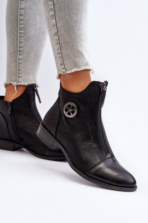 Čižmy na širokých podpätkoch so zipsom v čiernej farbe Loratie Čižmy na širokých podpätkoch so zipsom v čiernej farbe Loratie