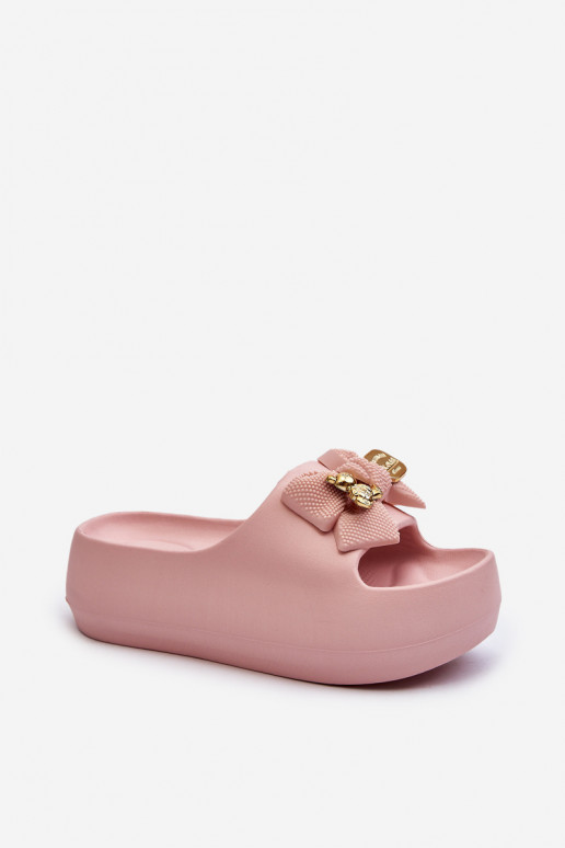 Ľahké papuče Dámske papuče so stuhami v ružovej farbe Salessa