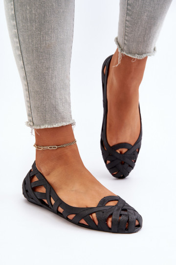 Gumové balerínky čiernej farby Salam