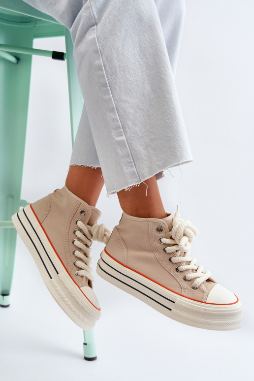 Ležérne topánky na platforme béžovej Aineri Ležérne topánky na platforme béžovej Aineri