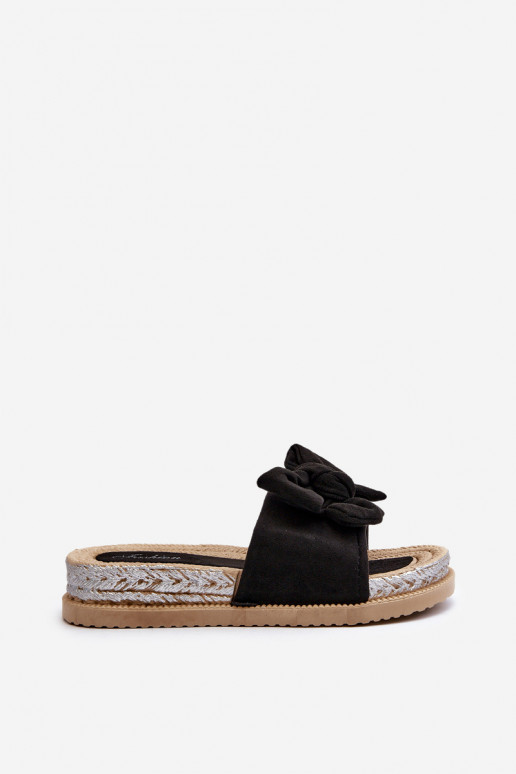 Papuče na platforme Aflia so stuhami v čiernej farbe Papuče na platforme Aflia so stuhami v čiernej farbe