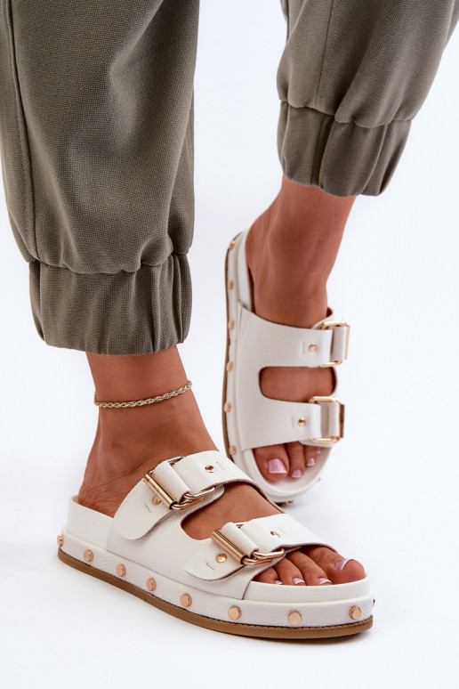 Dámske šľapky s platformou Big Star NN274081 biele