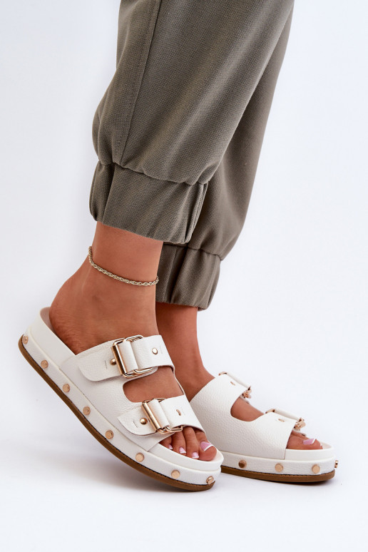 Dámske šľapky s platformou Big Star NN274081 biele