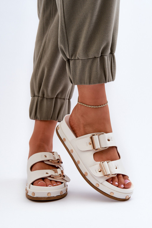 Dámske šľapky s platformou Big Star NN274081 biele