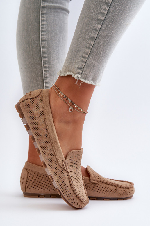 Elegantné semišové mokasíny béžovej farby Ranica