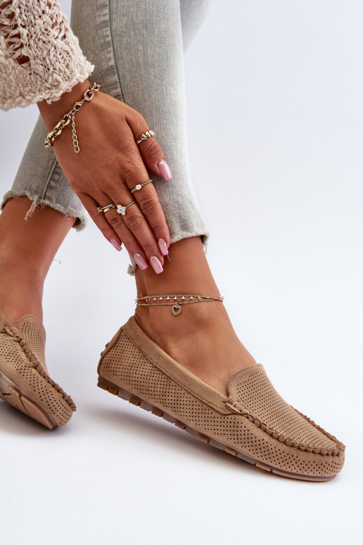 Elegantné semišové mokasíny béžovej farby Ranica