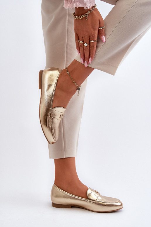 dámske mokasíny na širokých podpätkoch v zlatej farbe Sylvaine dámske mokasíny na širokých podpätkoch v zlatej farbe Sylvaine