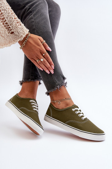 Tenisky Klasický model tenisiek v khaki farbe Olvali 2