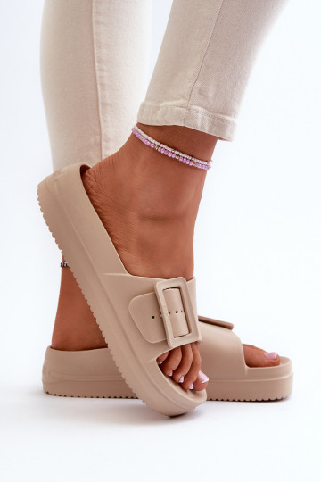 Béžové ľahké žabky na platforme Big Star NN274A666 s prackami 2