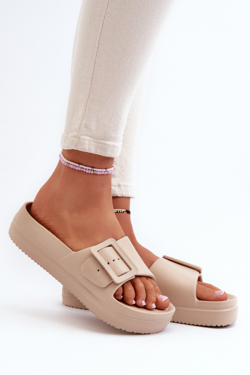 Béžové ľahké žabky na platforme Big Star NN274A666 s prackami Béžové ľahké žabky na platforme Big Star NN274A666 s prackami