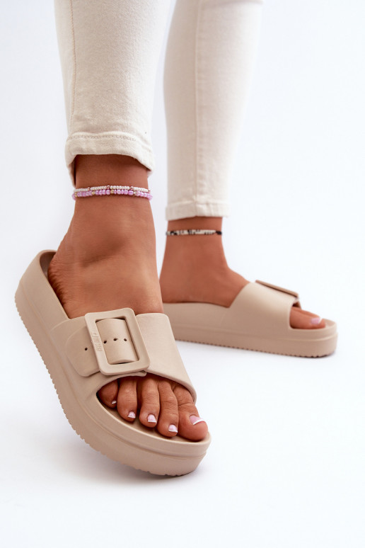 Béžové ľahké žabky na platforme Big Star NN274A666 s prackami Béžové ľahké žabky na platforme Big Star NN274A666 s prackami