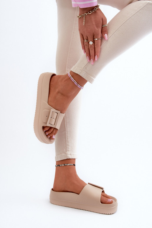 Béžové ľahké žabky na platforme Big Star NN274A666 s prackami Béžové ľahké žabky na platforme Big Star NN274A666 s prackami