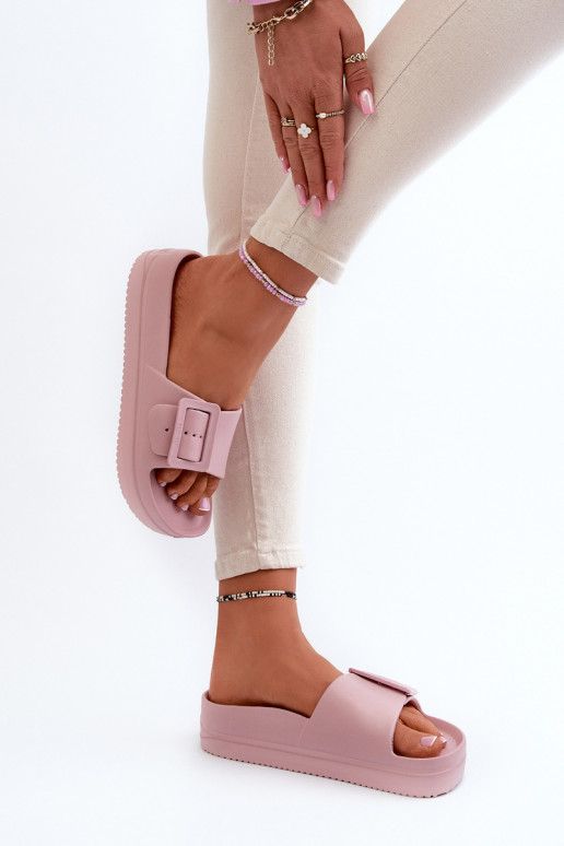 Ľahké sandále na platforme Big Star NN274A663 s prackami v ružovej farbe Ľahké sandále na platforme Big Star NN274A663 s prackami v ružovej farbe