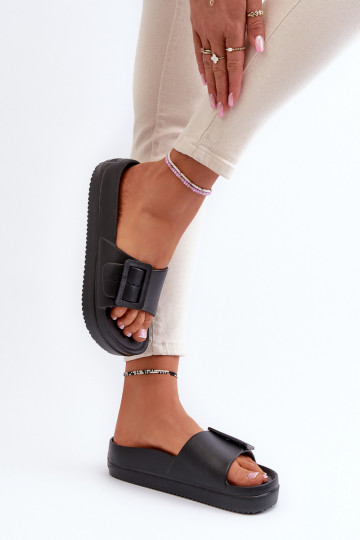 Ľahké šľapky s prackou platformou Big Star NN274A662 čierne 2