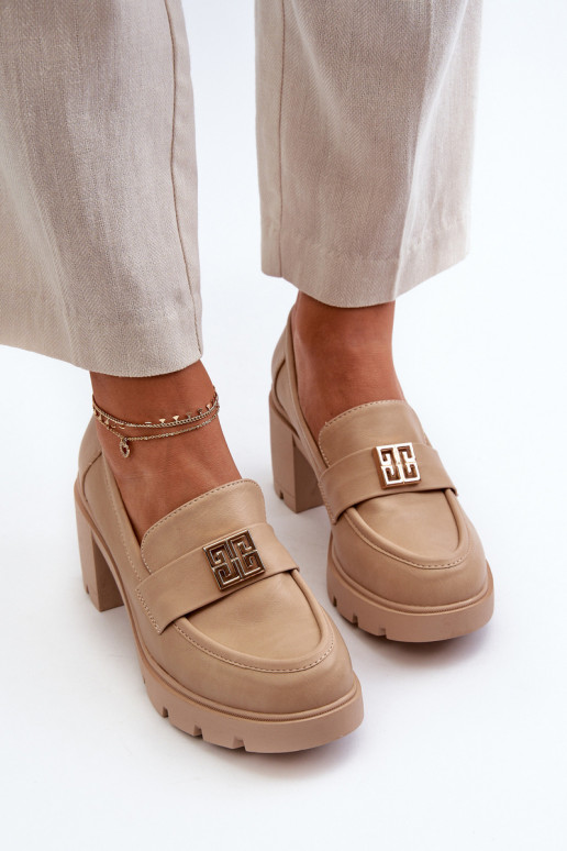 topánky na širokom podpätku s béžovými ozdobami Ranunca
