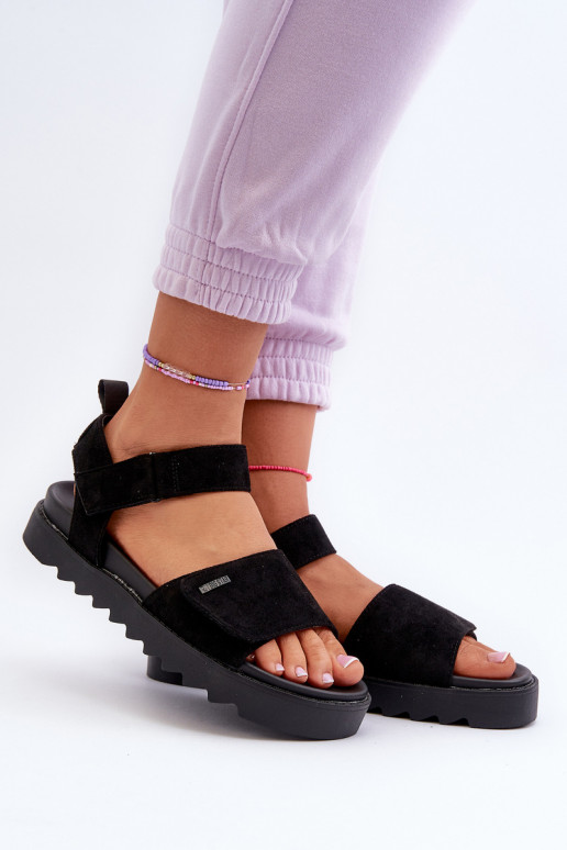 Semišové sandále s platformou Big Star NN274700 čierne Semišové sandále s platformou Big Star NN274700 čierne