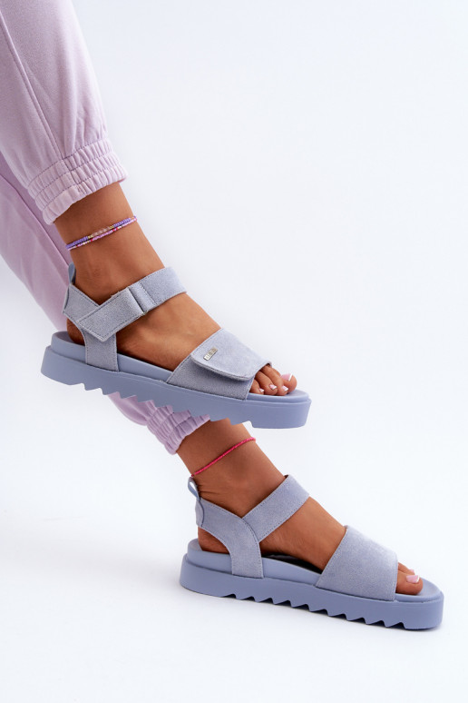 Semišové sandále s platformou Big Star NN274706 modré Semišové sandále s platformou Big Star NN274706 modré