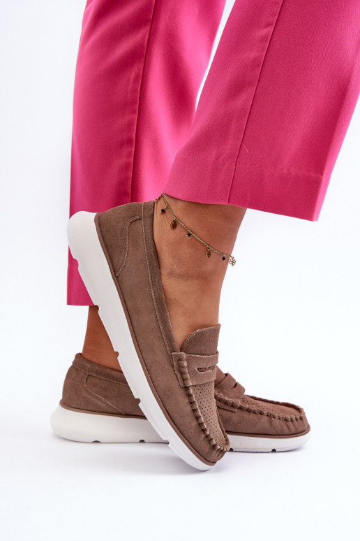 Semišové mokasíny s platformou Sergio Leone SP012 hnedé